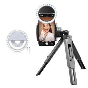 Mini Tripod & Rechargeable Selfie Ring Light Creator Kit | 5-Level Height Adjustable Tripod Stand | Essential Budget Setup for Reels, YouTube Shorts, Vlogging & Video Recording